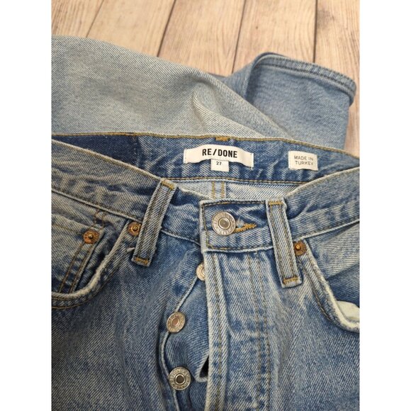 Re/Done Women' Jeans 70s Stove Pipe Straight Raw Hem Casual Classic Blue Size 27 - Picture 3 of 9
